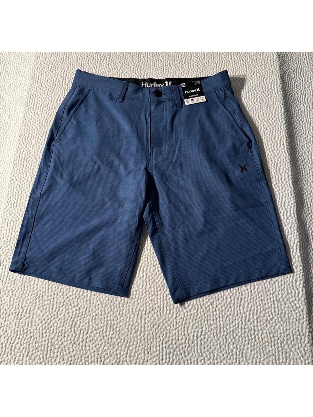 Hurley Walk Shorts Men’s Blue Heather Hybrid Logo Stretch Size 28 NEW